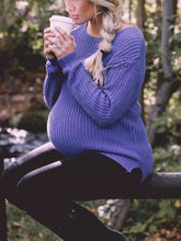 Load image into Gallery viewer, Maternity Wear Casual And Comfortable Solid Color Knitted Round Neck Sweater