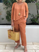 Load image into Gallery viewer, Round Neck Long Sleeve Cotton Linen Women's Suits