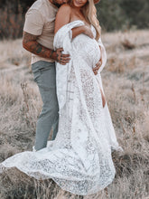 Load image into Gallery viewer, Maternity Sexy V-Neck Lace Fringed Slit Photography Dress