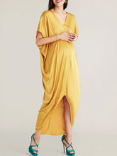 Load image into Gallery viewer, Maternity Sexy V-Neck Solid Color Irregular Long Dress