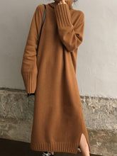 Load image into Gallery viewer, Women Casual Turtleneck Pullover Long Knitted Dress