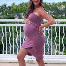 Load image into Gallery viewer, Pure Cotton Split Chest Wrap Maternity Dress