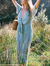 Load image into Gallery viewer, Deep V-Neck Cotton And Linen Breathable Women's Dress