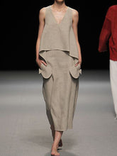 Load image into Gallery viewer, Fashion V-neck Vest Suspender Skirt Cotton and Linen Suit