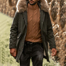 Load image into Gallery viewer, Green Zipper Fur Collar Men's Coats