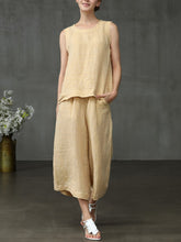 Load image into Gallery viewer, Women's Solid Color Linen Loose Casual Wide Leg Pants Suit