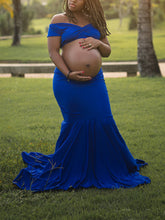 Load image into Gallery viewer, Two-Piece Cotton Tube Fishtail Photo Maternity Dress