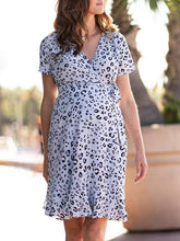 Load image into Gallery viewer, Fashion V-Neck Leopard Print Maternity Dress