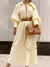 Load image into Gallery viewer, Elegant V-neck Shirt Dress