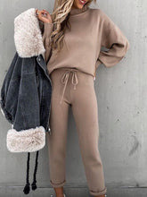Load image into Gallery viewer, Fashionable Warm Stand-collar Top and Elastic Pants Solid Color Suit