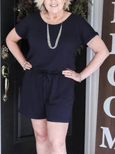 Load image into Gallery viewer, Solid Color Round Neck Short Sleeve Women's Suit