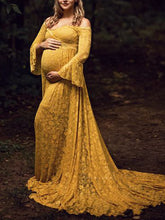Load image into Gallery viewer, Comfy Flared Sleeve Lace Photo Dress For Pregnant Women