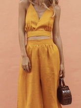 Load image into Gallery viewer, Two-Piece Tube Top Linen Vest Women's Suit