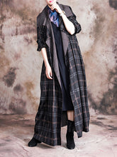 Load image into Gallery viewer, Large Lapel Plaid Overlength Women's Coats