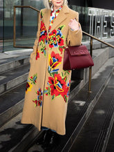 Load image into Gallery viewer, Flower Lapel Long Women's Coats