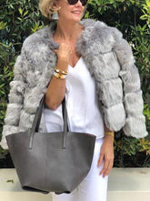 Load image into Gallery viewer, Women's Fashion Silver Faux Fur Coat
