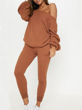 Load image into Gallery viewer, Fall/Winter Women Stylish Pullover Off-shoulder Sweater And Pants Two-piece Suit