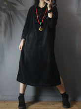 Load image into Gallery viewer, Women's Autumn and Winter Long Solid Color Retro Dress