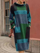 Load image into Gallery viewer, Autumn Round Neck Long Sleeve Color Matching Dress