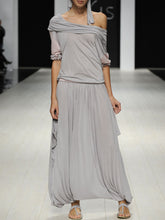 Load image into Gallery viewer, Slant Shoulder Fashion Casual Dress