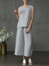 Load image into Gallery viewer, Women's Solid Color Linen Loose Casual Wide Leg Pants Suit