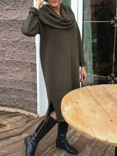 Load image into Gallery viewer, Autumn and Winter Knitted Pile Collar Dress