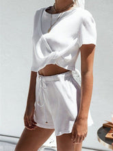 Load image into Gallery viewer, Fashion Cross Design Top and Shorts Suit