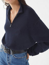 Load image into Gallery viewer, Fashion High Neck Zipper Solid Color Knitted Top