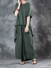 Load image into Gallery viewer, Cotton Linen Stripes Loose Leisure Women's Suit