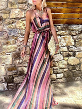 Load image into Gallery viewer, Fashion Sling Stripe Color Matching Women's Dress