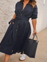 Load image into Gallery viewer, Autumn Casual Linen Lace-up Dress