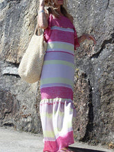 Load image into Gallery viewer, Color Block Holiday Beach Dress