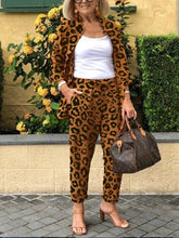 Load image into Gallery viewer, Leopard Print Long Sleeve Casual Women's Suits