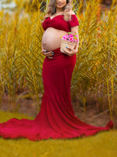Load image into Gallery viewer, Two-Piece Cotton Tube Fishtail Photo Maternity Dress
