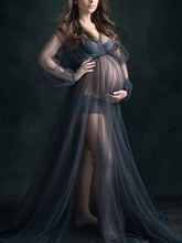 Load image into Gallery viewer, Simple Mesh Long Sleeve Underwear Photo Maternity Dress