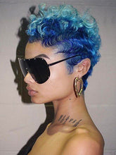 Load image into Gallery viewer, Fashion Blue Gradient Artificial Wig