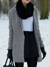 Load image into Gallery viewer, Black Houndstooth Print Slim Fit Women's Coat