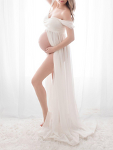 Load image into Gallery viewer, Heart-shaped Neckline Short-Sleeved Maternity Dress