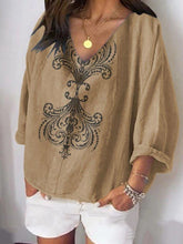 Load image into Gallery viewer, Women's Print V Neck Casual Cotton Shirts and Shorts Suit