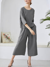 Load image into Gallery viewer, Women's Soft Linen Casual Wide-Leg Pants Suit