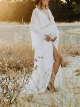 Load image into Gallery viewer, Maternity Sexy Deep V Backless Trailing Lace Split Maxi Dress