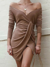Load image into Gallery viewer, Women Sexy Solid Color V-Neck Irregular Dress