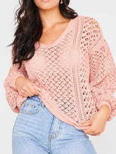 Load image into Gallery viewer, Women's Casual Knitted Hollow V-Neck Long Sleeve Pullover
