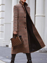 Load image into Gallery viewer, Brown Plaid Retro Street Shot Women's Coat