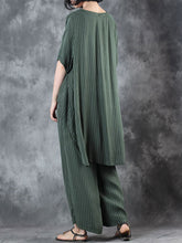 Load image into Gallery viewer, Cotton Linen Stripes Loose Leisure Women's Suit