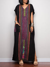 Load image into Gallery viewer, Ethnic Style Retro Print V-neck Dress