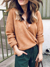 Load image into Gallery viewer, Women's Fashion Casual Solid Color Knitted V-Neck Sweater