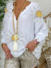 Load image into Gallery viewer, White Long Sleeve Floral Casual Shirts And Shorts Suit