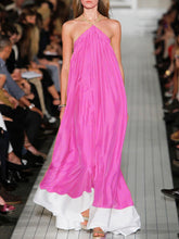 Load image into Gallery viewer, Fashion Halterneck Contrast Color Maxi Dress