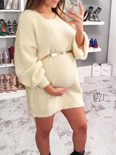 Load image into Gallery viewer, Maternity Casual Round Neck Knitted Sweater Dresses